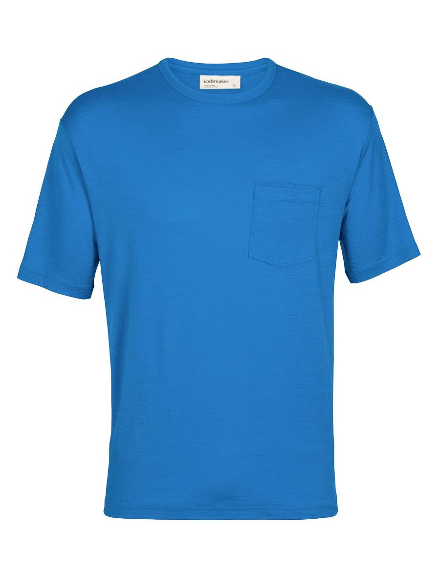 T Shirts Icebreaker Merino Granary Corta Sleeve Pocket Homme Bleu | FR 1157EBCX